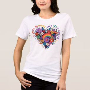 Love in Colour Vibrant Floral Heart T-Shirt Positi Tri-Blend Shirt