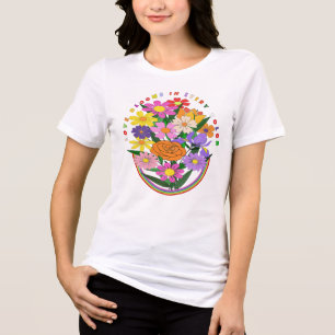 Love in Colour Vibrant Floral Heart T-Shirt Tri-Blend Shirt
