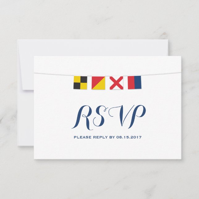 LOVE in Colourful Nautical Flags RSVP (Front)