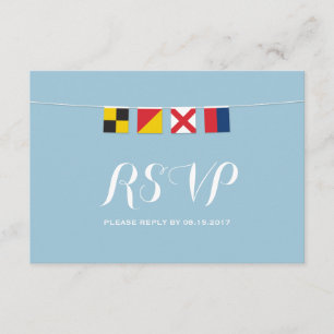 LOVE in Colourful Nautical Flags RSVP Card