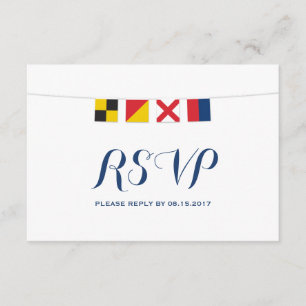 LOVE in Colourful Nautical Flags RSVP Card