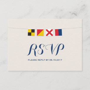 LOVE in Colourful Nautical Flags RSVP Card