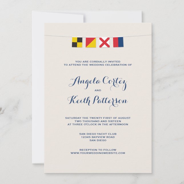LOVE in Colourful Nautical Signal Flags Invitation (Front)