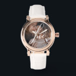 Love in Elegant Script | Photo with Heart Watch<br><div class="desc">This beautiful watch features the word "Love" in elegant,  swirly calligraphy script,  with your favourite photo and a handwritten scribbled heart.</div>