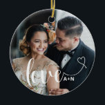 Love in Elegant Script | Two Photos with Heart Ceramic Tree Decoration<br><div class="desc">Love in Elegant Script | Two Photos with Heart</div>