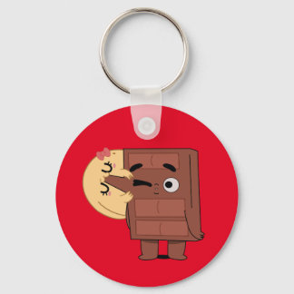Love in Every Bite Funny Cute Couple Love Pancake Key Ring