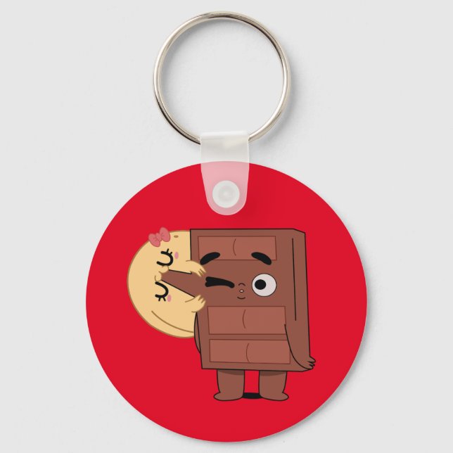 Love in Every Bite Funny Cute Couple Love Pancake  Key Ring (Front)