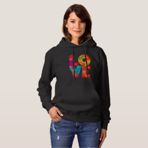 LOVE in Full Bloom: Floral Typography Colourful Hoodie