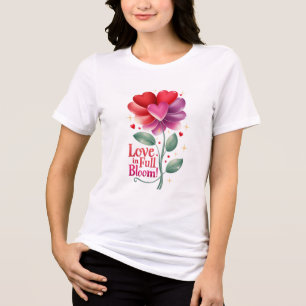 Love in Full Bloom Heart Flower Design Tri-Blend Shirt