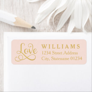 Love in Gold Script Blush Wedding Return Address