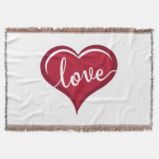 love in heart valentines throw blanket (Front)