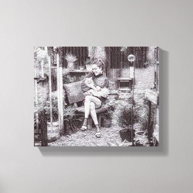 "Love in Her Hands cat Canvas Print (Front)