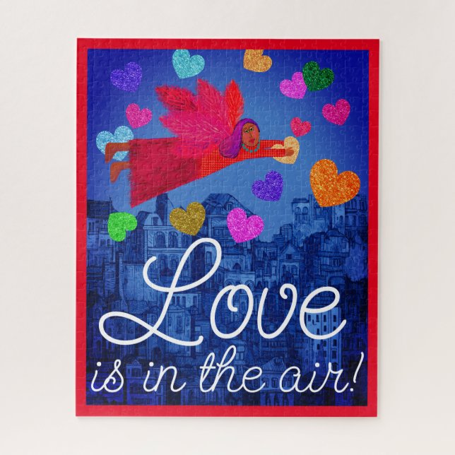 Love in in the Air Angel and Hearts Valentine Jigsaw Puzzle (Vertical)
