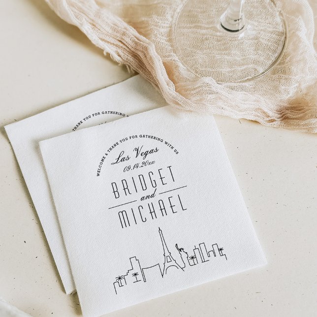 Love in Las Vegas | Modern Deco City Skyline Napkin (Creator Uploaded)