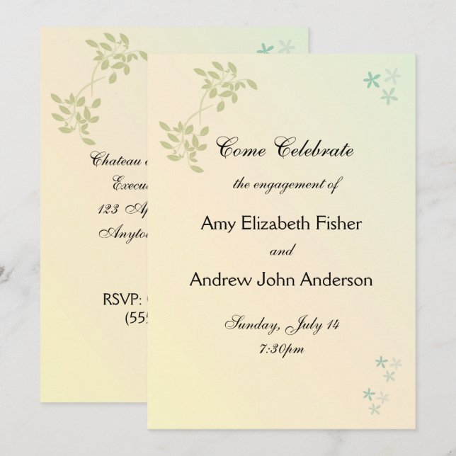 Love in Laurels Customisable Engagement Invitation (Front/Back)