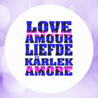 Love in Many Languages Blue Pink Hearts