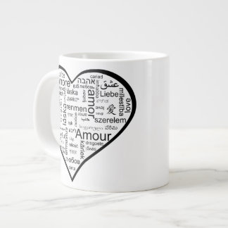 Love in many languages Heart Large Coffee Mug