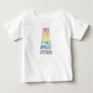 Love in Many Languages Rainbow Pride Baby T-Shirt