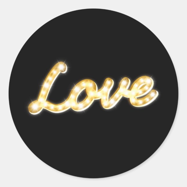 Love in Marquee Lights Sticker - black (Front)