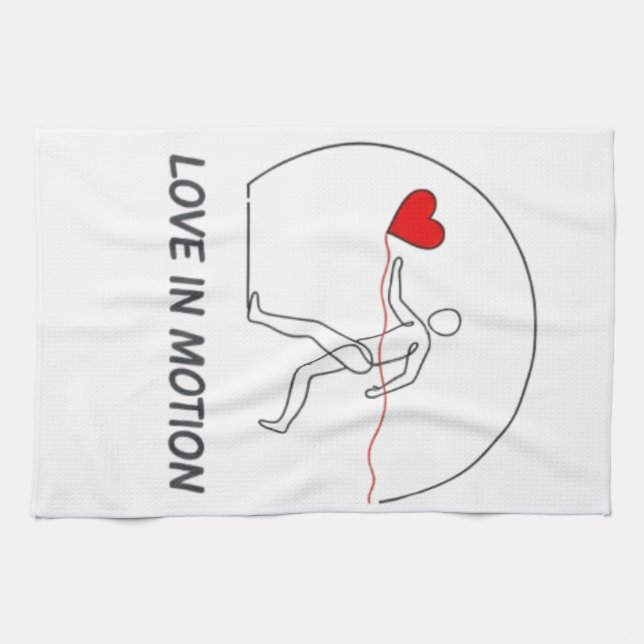 Love In Motion Minimalist Line Art Slogan Tee Tea Towel (Horizontal)