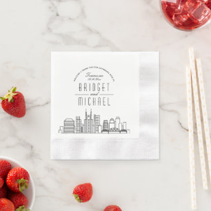 Love in Nashville Modern Deco City Skyline Napkin