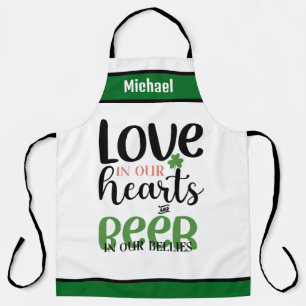 Love In Our Hearts Beer Apron - Personalised Name 