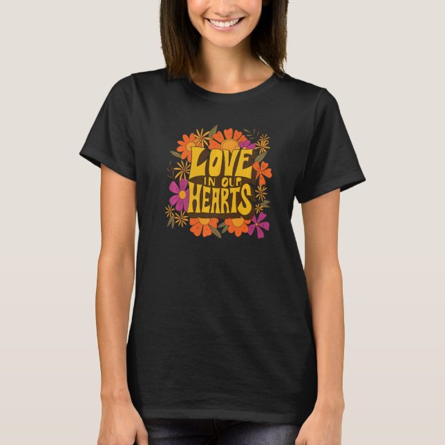 Love in Our Hearts Retro Floral Graphic Women Appa T-Shirt (Front)