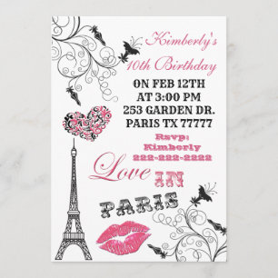 Love In Paris Eiffel Tower Party Invitation