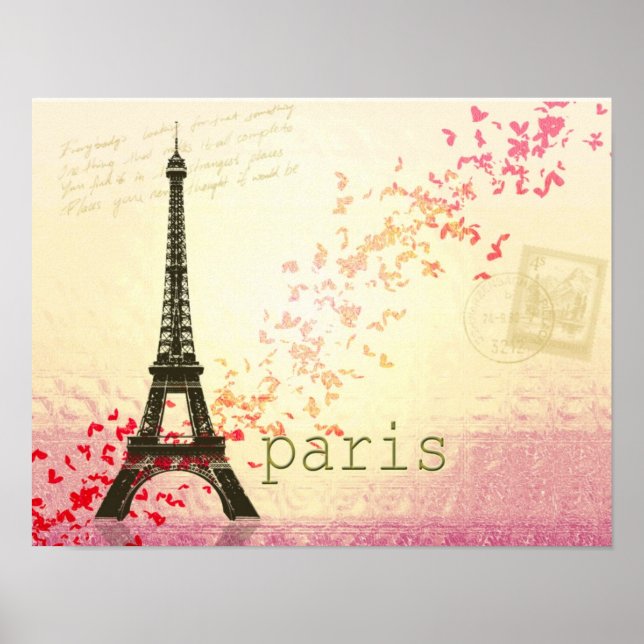 Love in Paris Eiffel Tower Poster (Front)