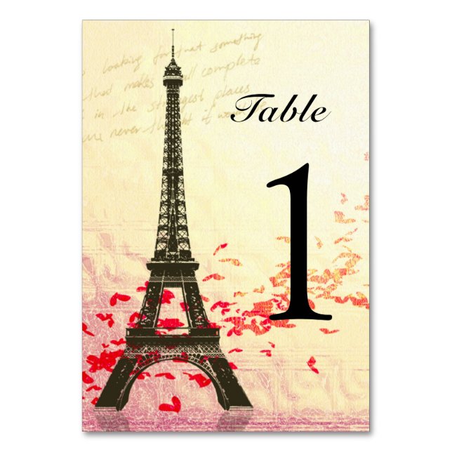 Love in Paris Table Number cards (Back)