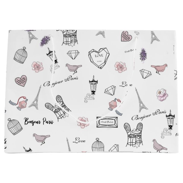 Love in Peris Bohemian Chic Floral Boho Girl Large Gift Bag (Front)