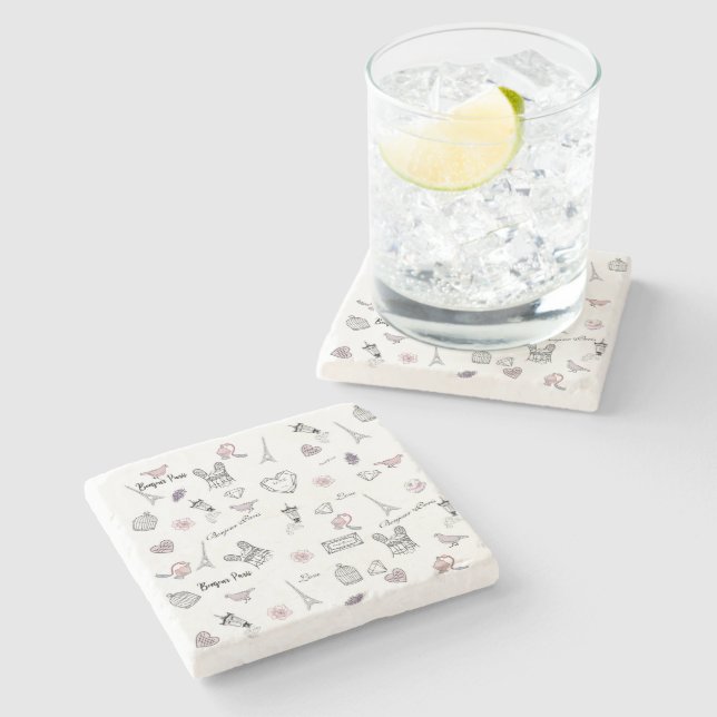 Love in Peris Bohemian Chic Floral Boho Girl Stone Coaster (Side)