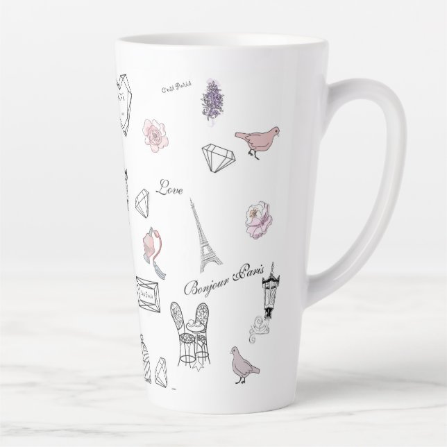 Love in Peris Bohemian Chic Floral Boho Girlly Latte Mug (Right)