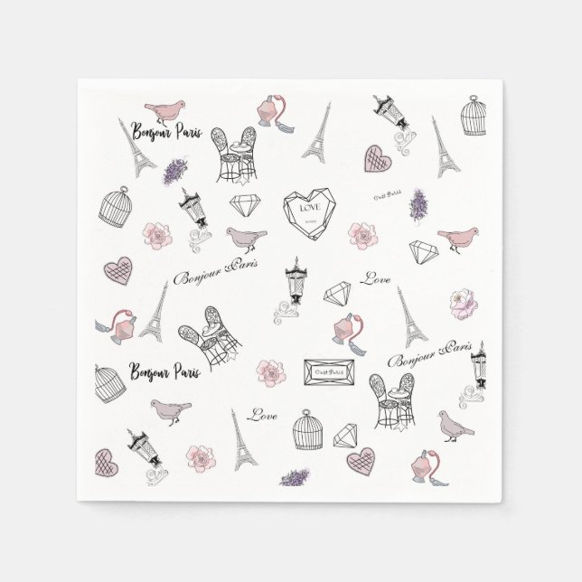 Love in Peris Bohemian Chic Floral Boho Girlly Napkin (Front)