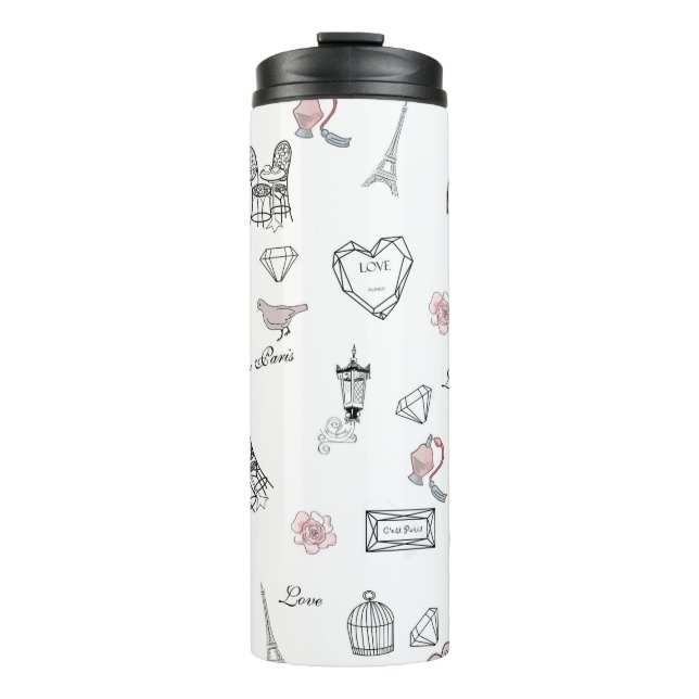Love in Peris Bohemian Chic Floral Boho Girlly Thermal Tumbler (Front)