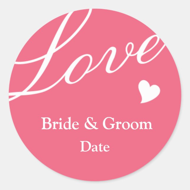 Love in Pink Classic Round Sticker (Front)