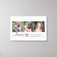 Love in Pink Heart Script Custom Photo Collage