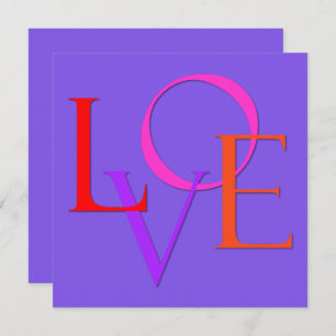 "LOVE" in Pink, Red, Purple and Orange Valentine's Holiday Card