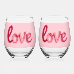 Love in Pink Stemless Wine Glass