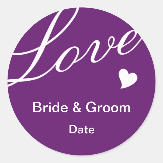 Love in Purple Classic Round Sticker (Front)