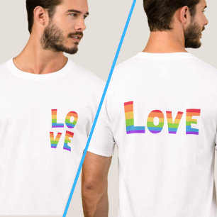 LOVE in Rainbow Colours Front and Back Print T-Shirt