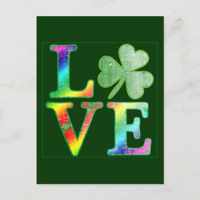 Love in Rainbow Colours with Distressed Look Postcard (Front)