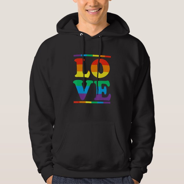 Love In Rainbow Flag Colours Lgbtq Lesbian Gay Hoodie (Front)