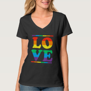 Love In Rainbow Flag Colours Lgbtq Lesbian Gay T-Shirt