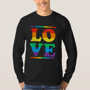 Love In Rainbow Flag Colours Lgbtq Lesbian Gay T-Shirt