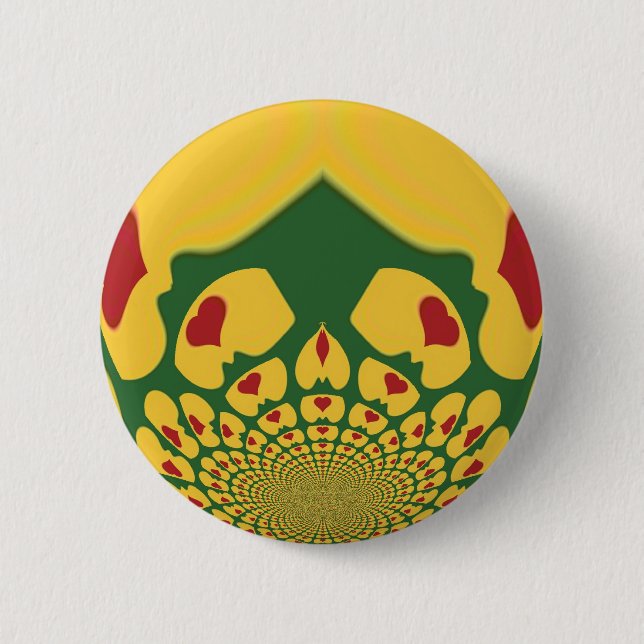 Love in Rasta Colours: Reggae Hearts 6 Cm Round Badge (Front)