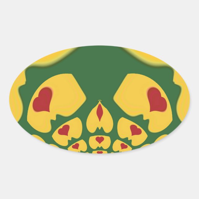 Love in Rasta Colours: Reggae Hearts Oval Sticker (Front)