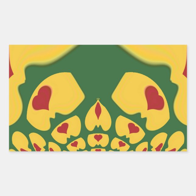 Love in Rasta Colours: Reggae Hearts Rectangular Sticker (Front)