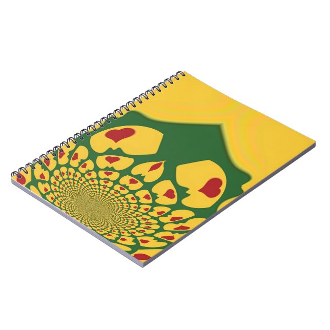 Love in Rasta Colours: Reggae Hearts Spiral Notebook (Left Side)