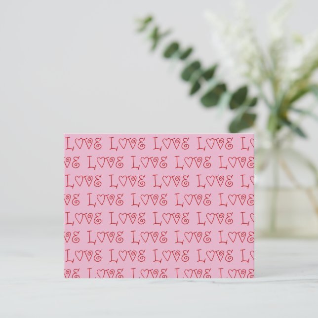 LOVE in Red Holiday Postcard (Standing Front)